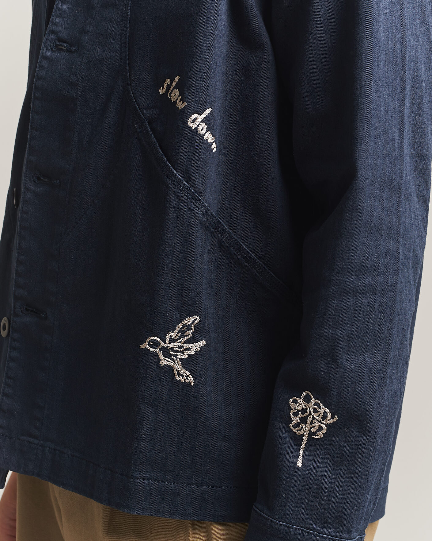 Mies | Kauluspaidat | Forét | Berry Herringbone Embroidery Overshirt Navy