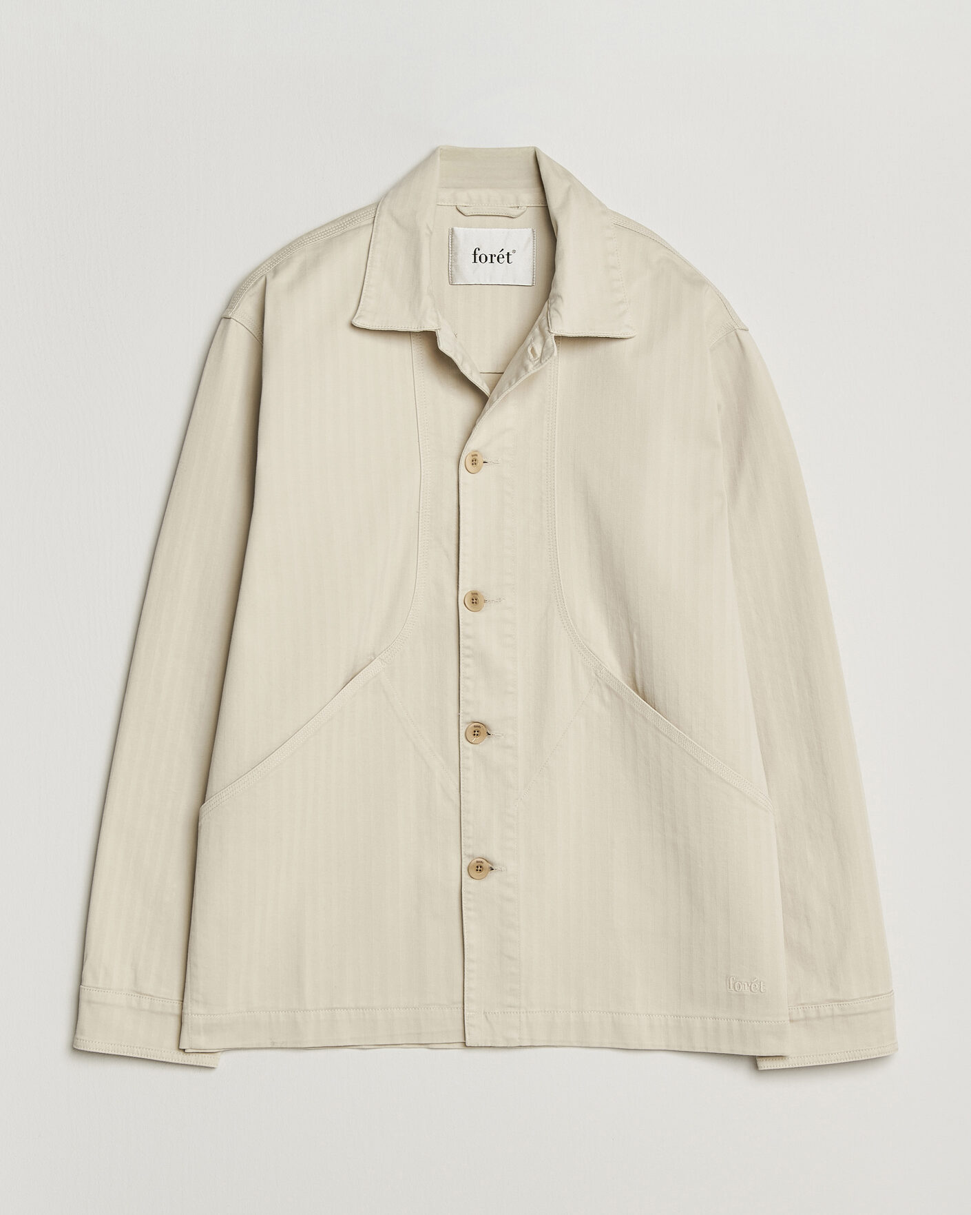 Mies | Kauluspaidat | Forét | Berry Herringbone Overshirt Oat