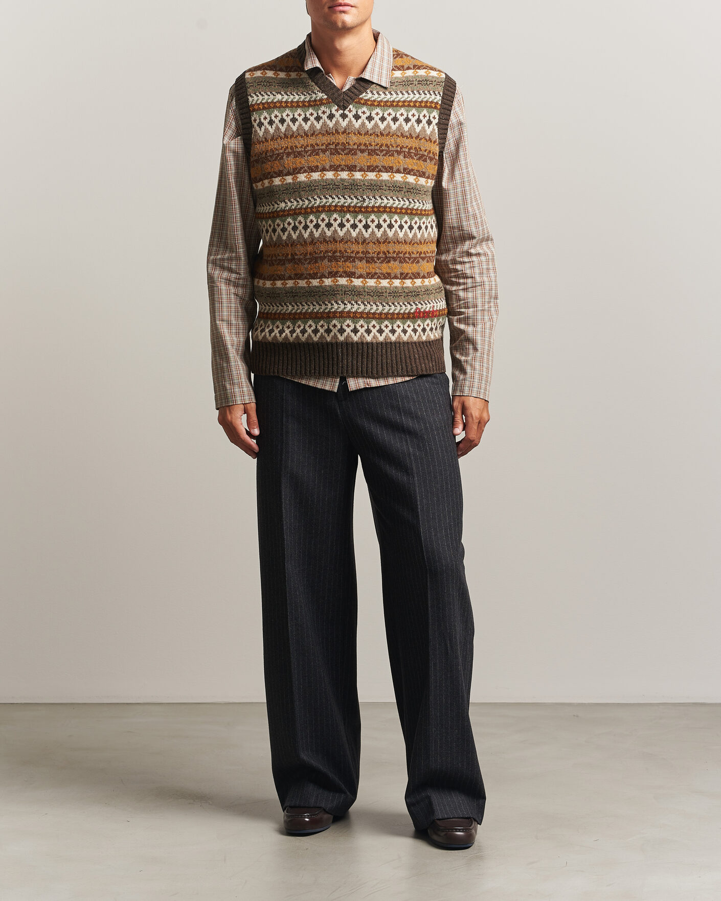 Mies | Puserot | Forét | Fairisle Lambswool Vest Thyme