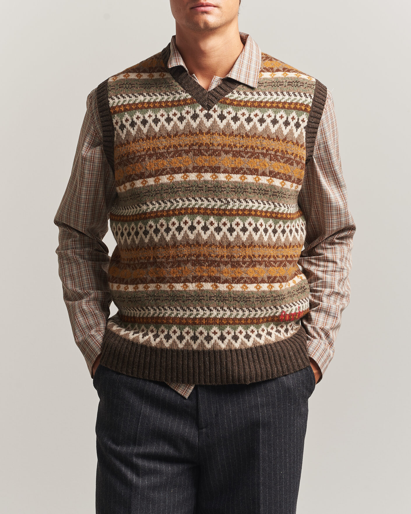 Mies | Puserot | Forét | Fairisle Lambswool Vest Thyme