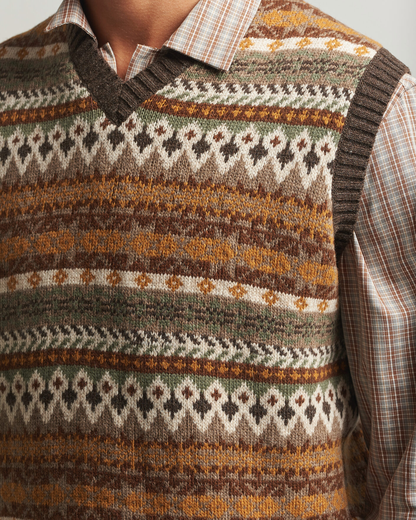 Mies | Puserot | Forét | Fairisle Lambswool Vest Thyme
