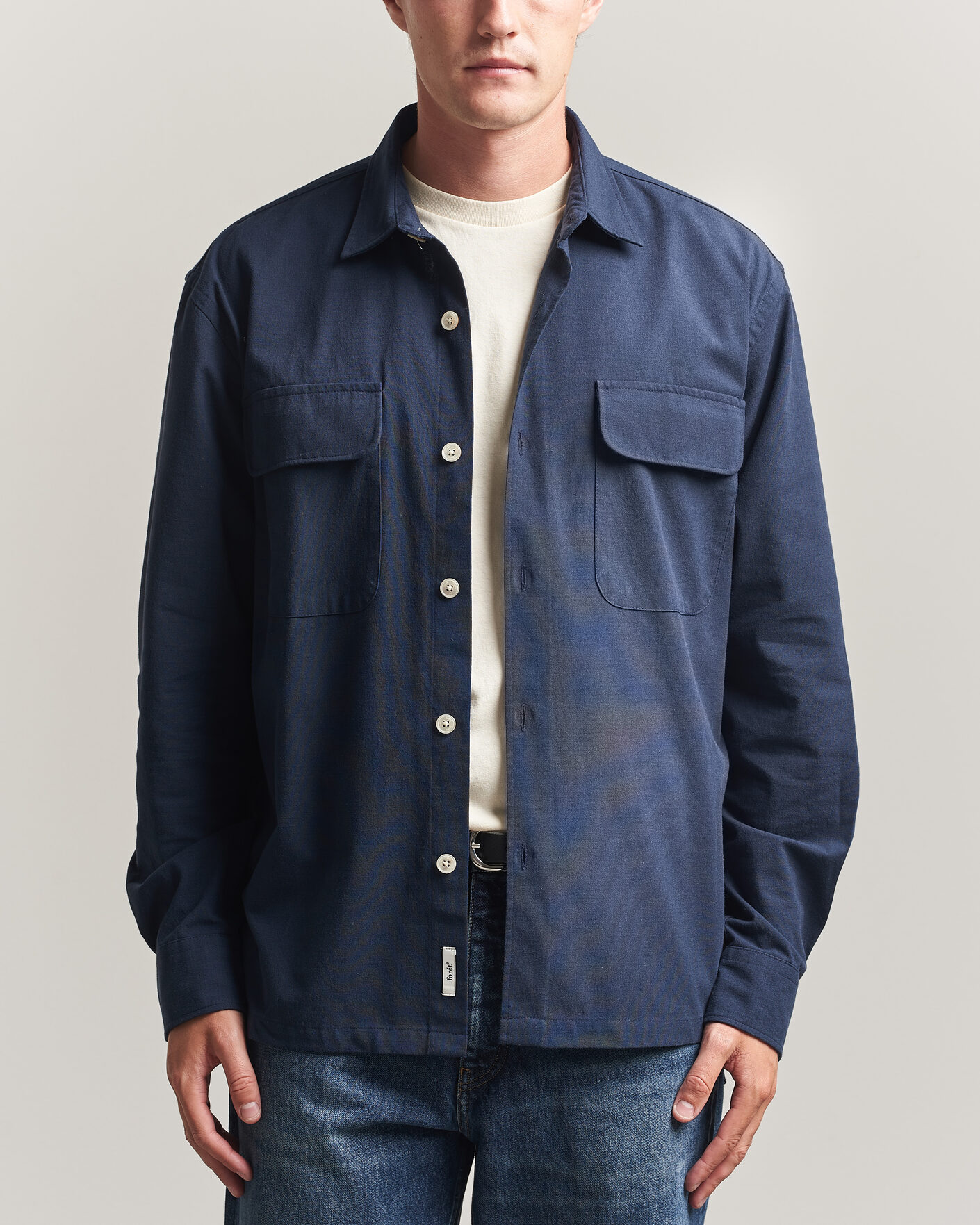 Mies | Kauluspaidat | Forét | Lunar Relaxed Fit Textured Overshirt Navy