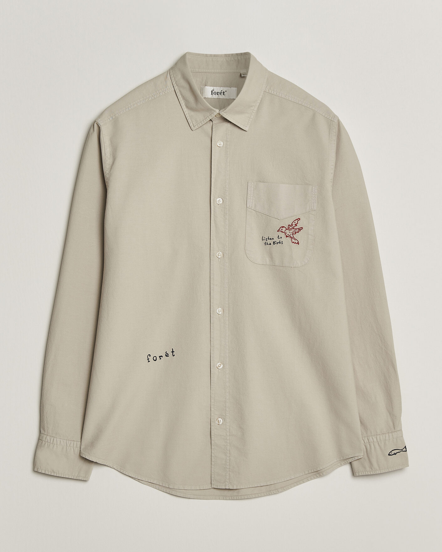 Mies | Kauluspaidat | Forét | Maple Embroidery Oxford Shirt Oat