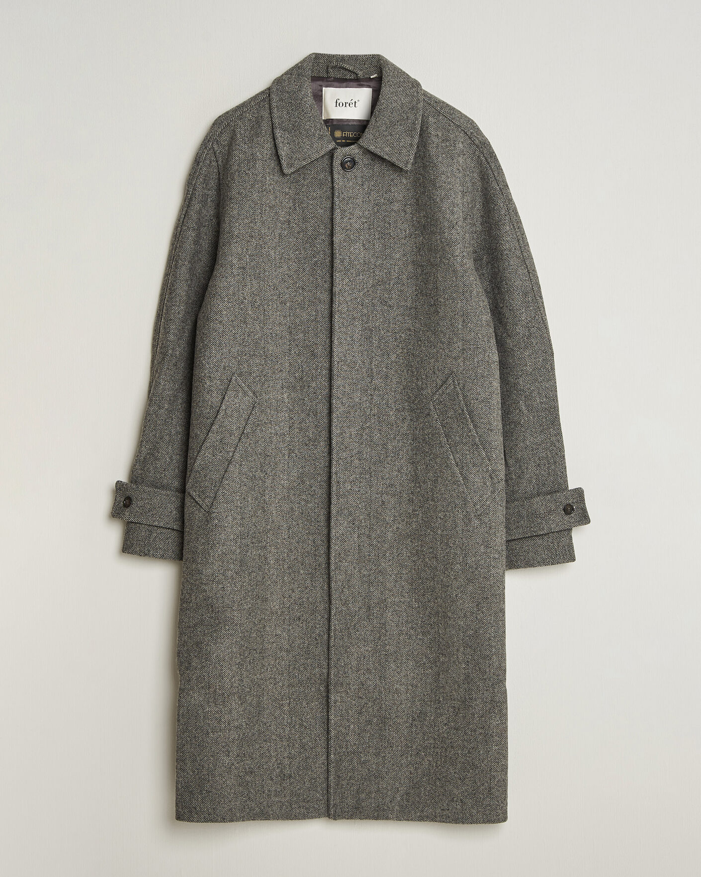 Mies | Takit | Forét | Pine Wool Coat Grey Herringbone