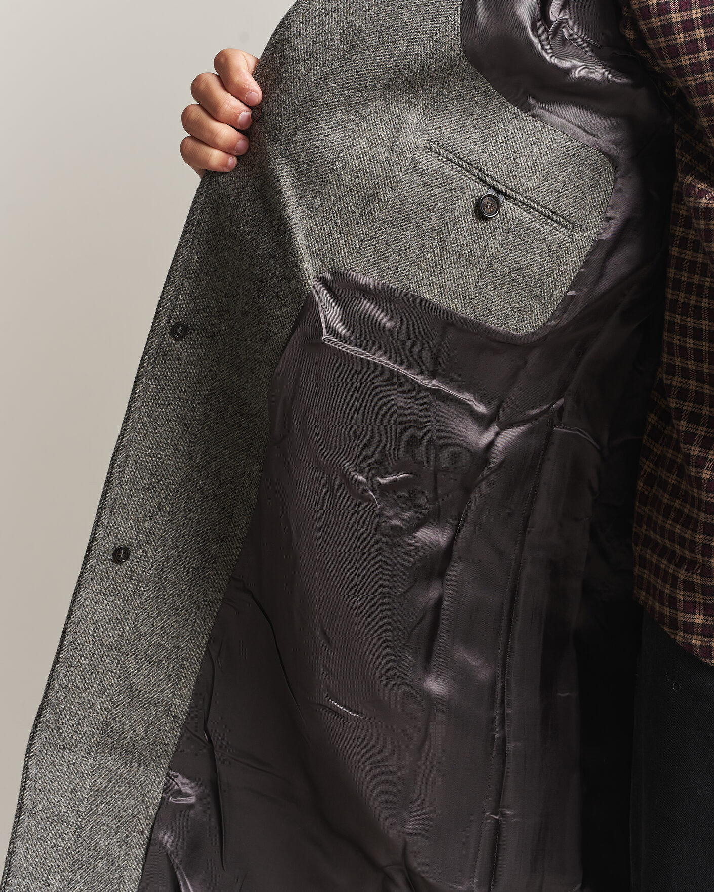 Mies | Takit | Forét | Pine Wool Coat Grey Herringbone