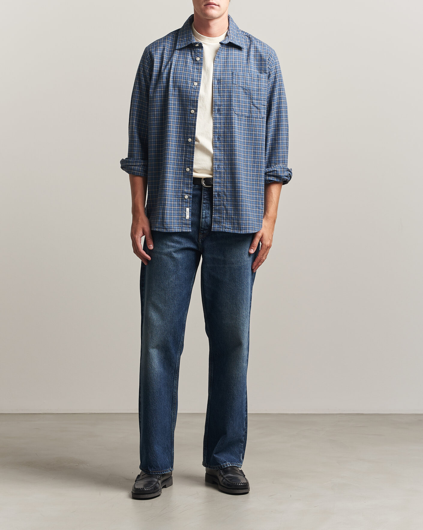 Mies | Kauluspaidat | Forét | Ridge Flannel Check Shirt Navy
