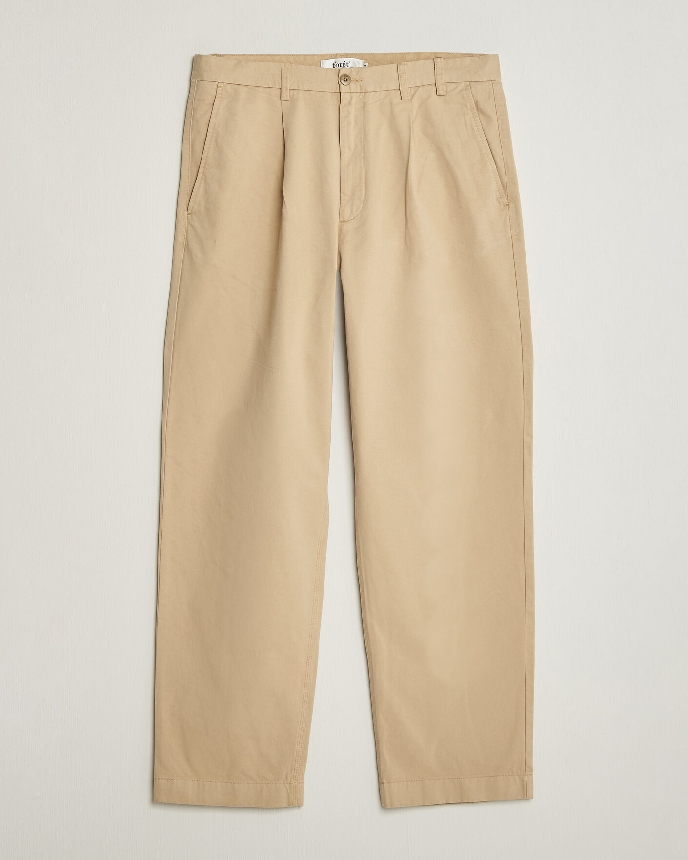 Mies | Housut | Forét | Writer Relaxed Fit Pleated Pants Uniform Khaki