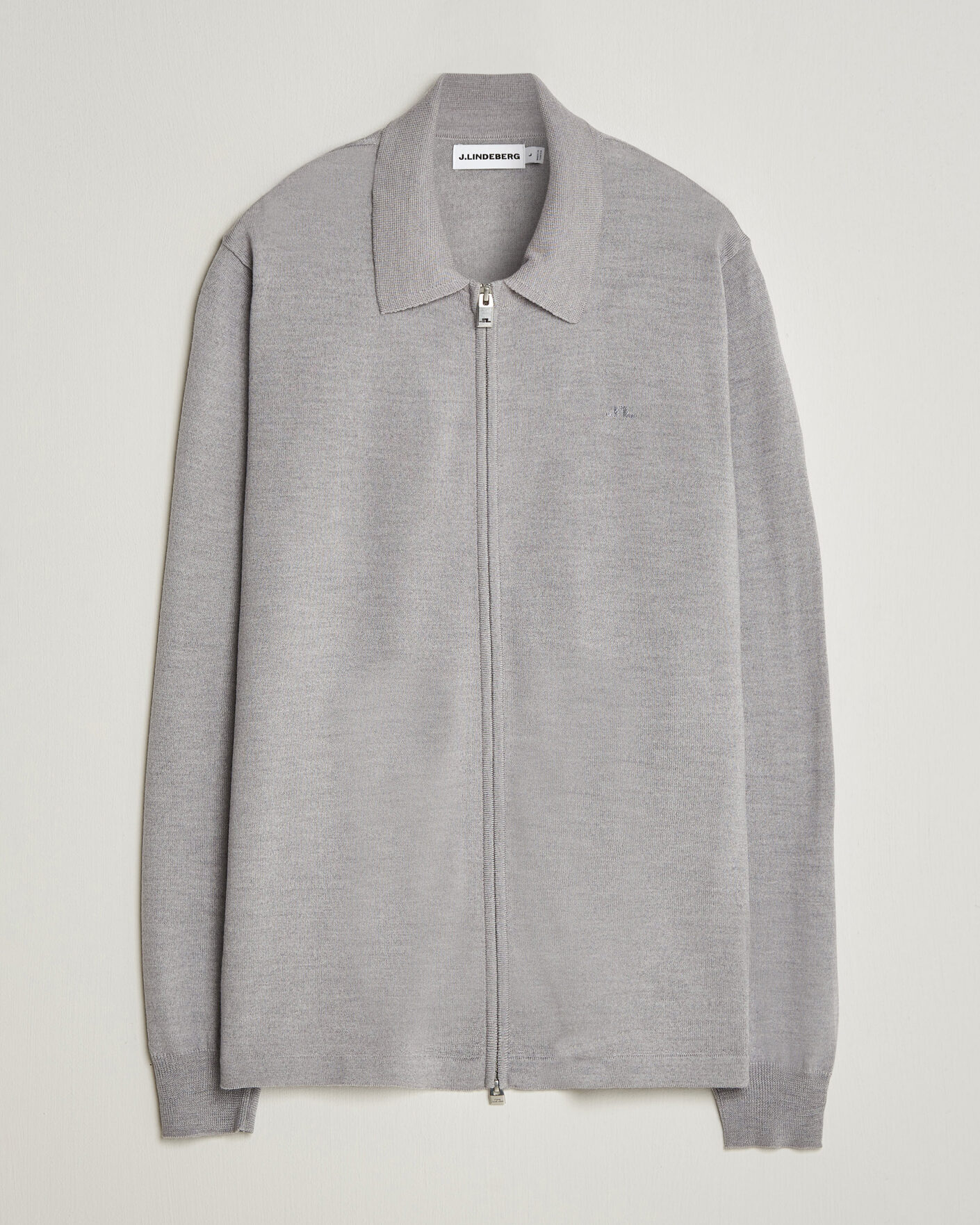 Mies | Puserot | J.Lindeberg | Kaleb Merino Full Zip Light Grey Melange