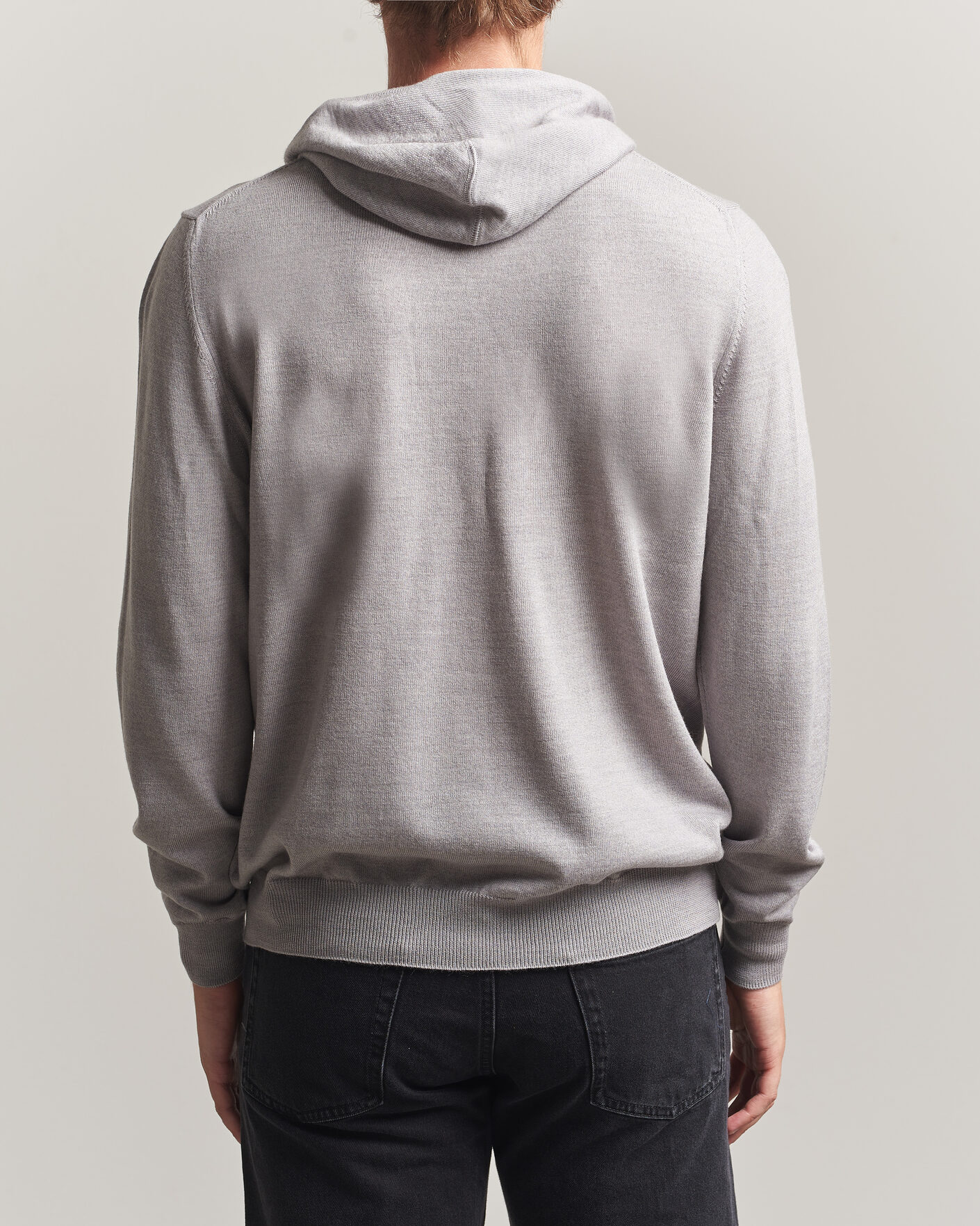 Mies | Puserot | J.Lindeberg | Karl Merino Hoodie Light Grey Melange