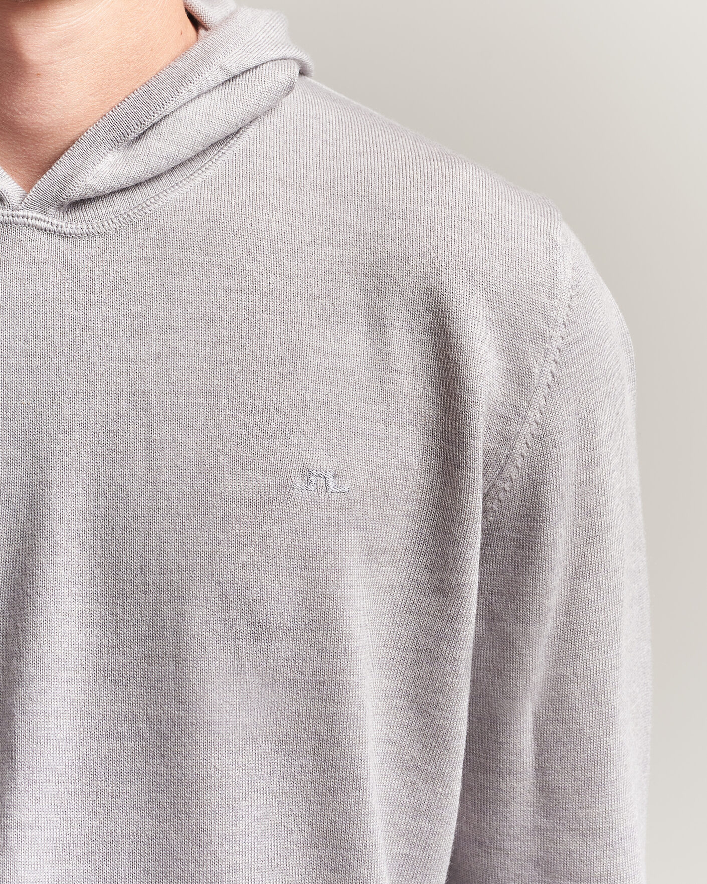 Mies | Puserot | J.Lindeberg | Karl Merino Hoodie Light Grey Melange