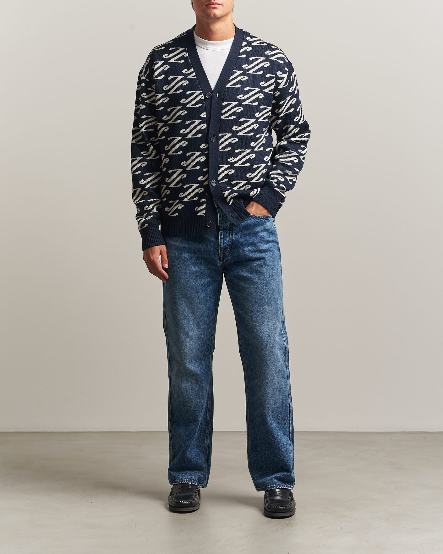 Mies | Puserot | J.Lindeberg | Denny Jacquard Cardigan JL Navy