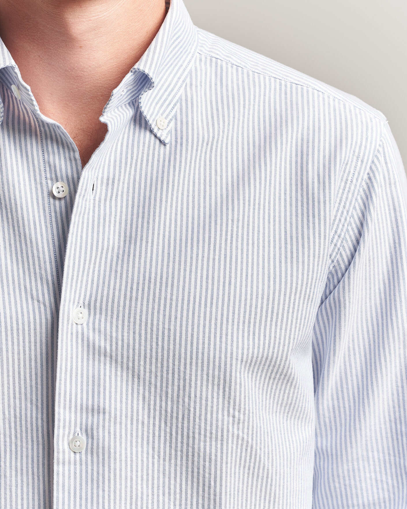 Mies | Kauluspaidat | Grigio | Oxford Button Down Shirt Light Blue Stripe