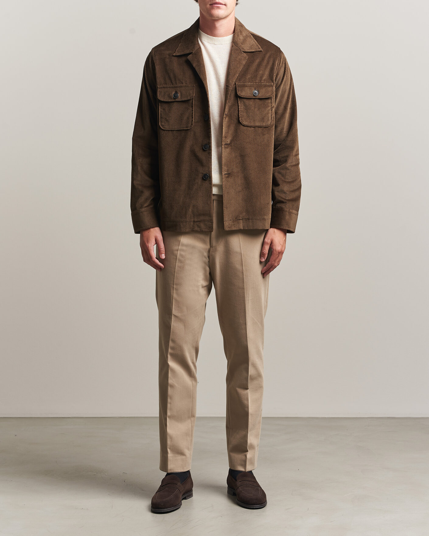 Mies | Kauluspaidat | Grigio | Corduroy Overshirt Dark Brown
