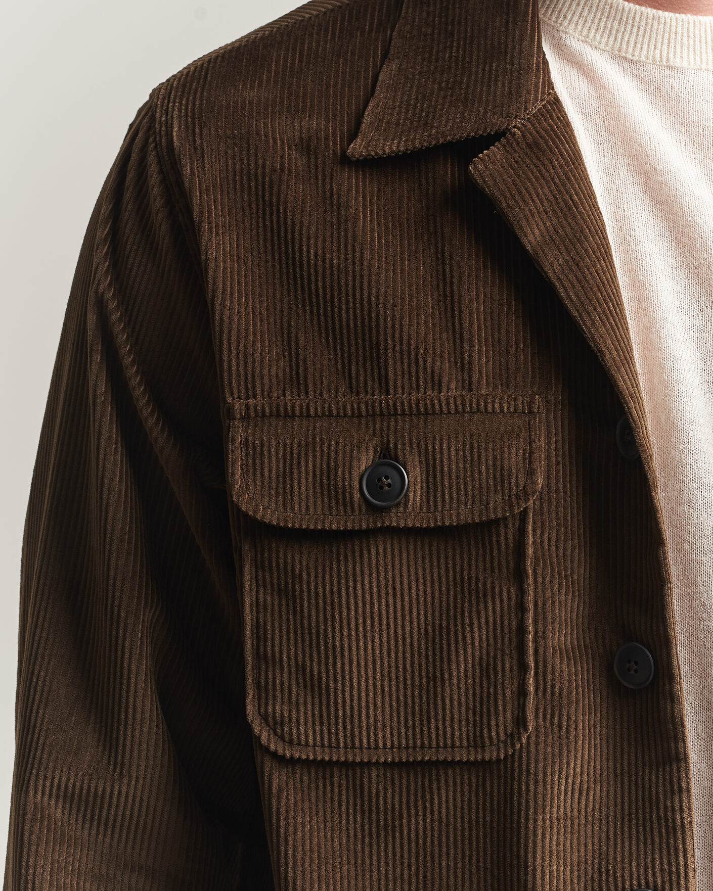 Mies | Kauluspaidat | Grigio | Corduroy Overshirt Dark Brown
