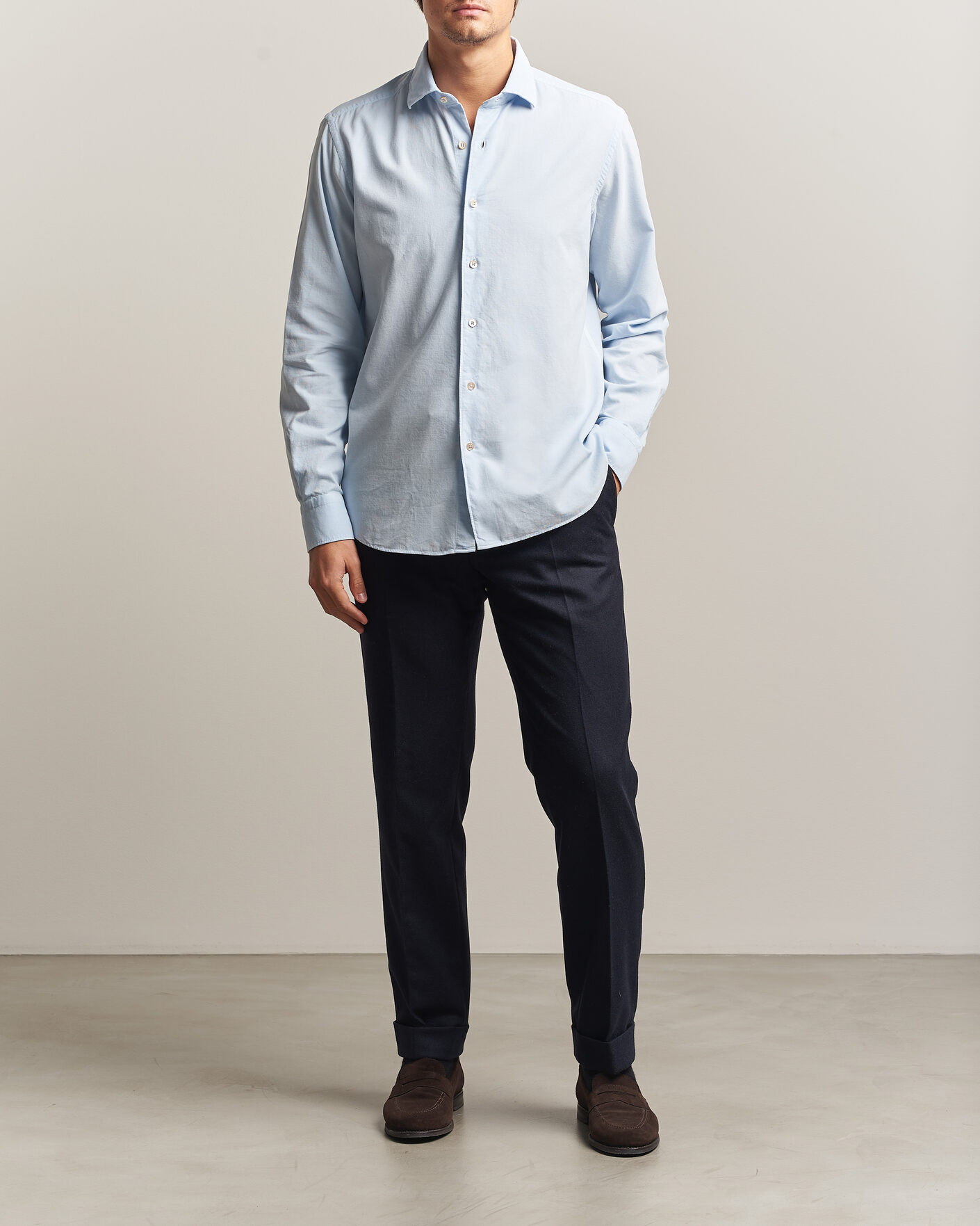 Mies | Kauluspaidat | Grigio | Corduroy Shirt Light Blue