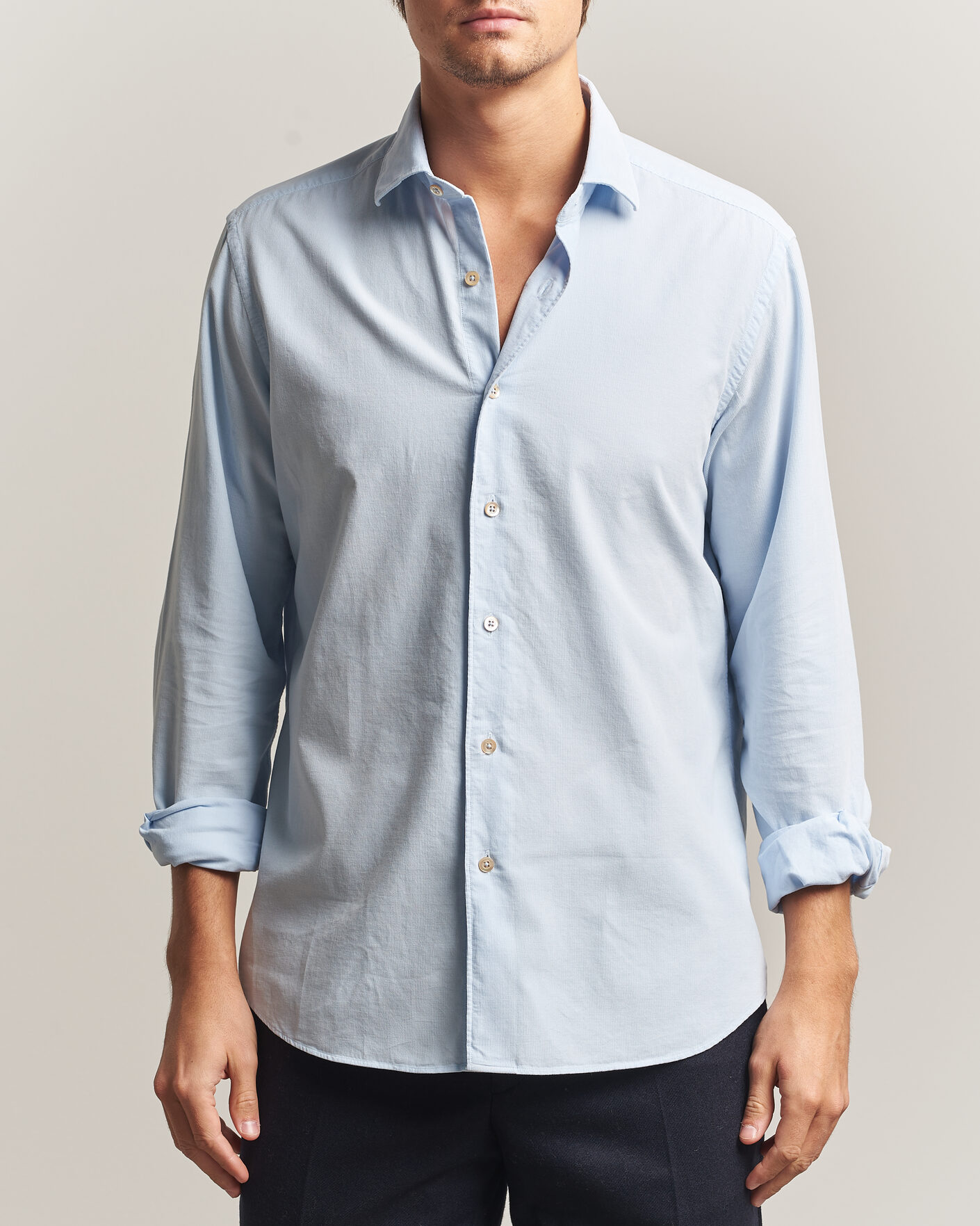 Mies | Kauluspaidat | Grigio | Corduroy Shirt Light Blue
