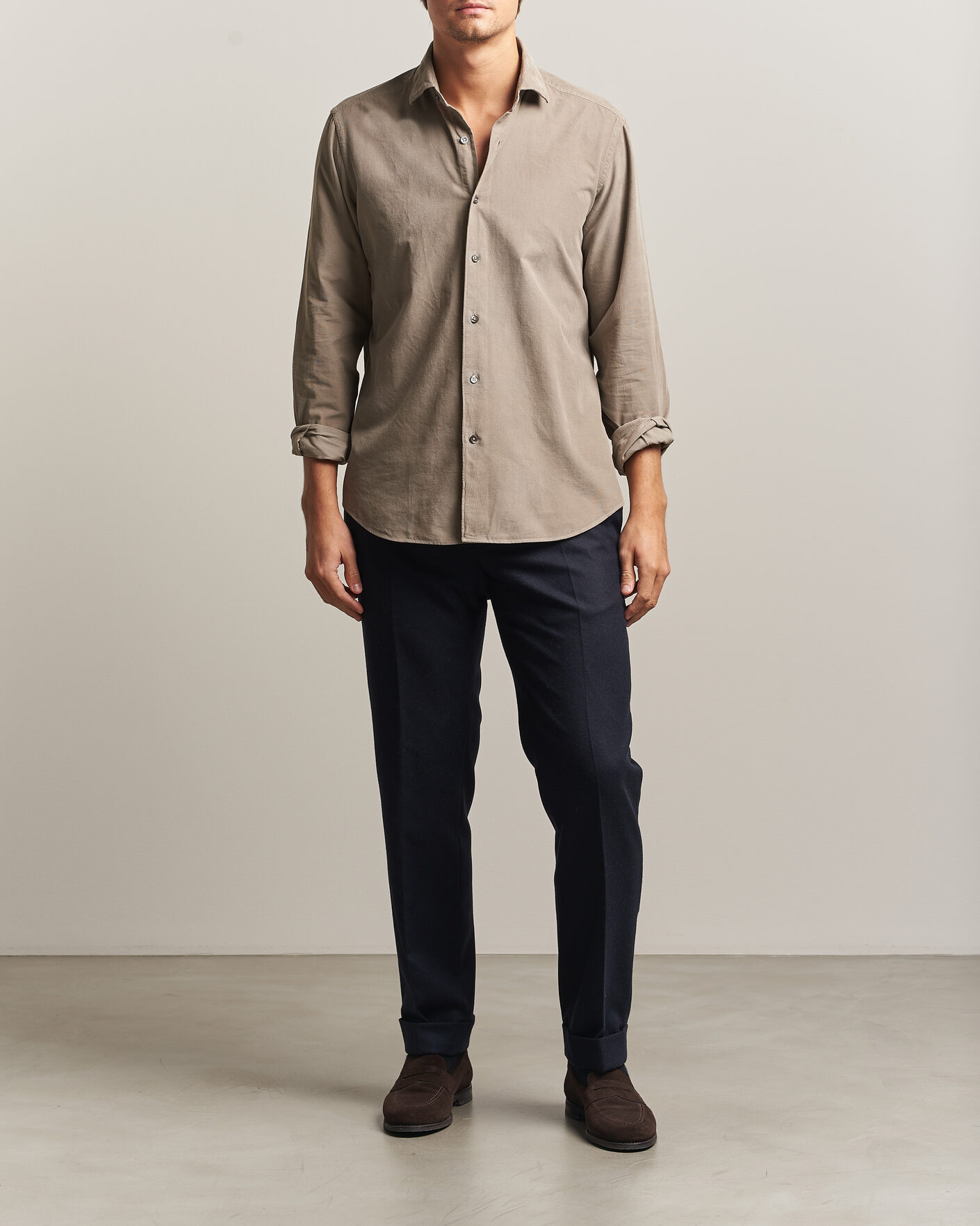 Mies | Kauluspaidat | Grigio | Corduroy Shirt Beige