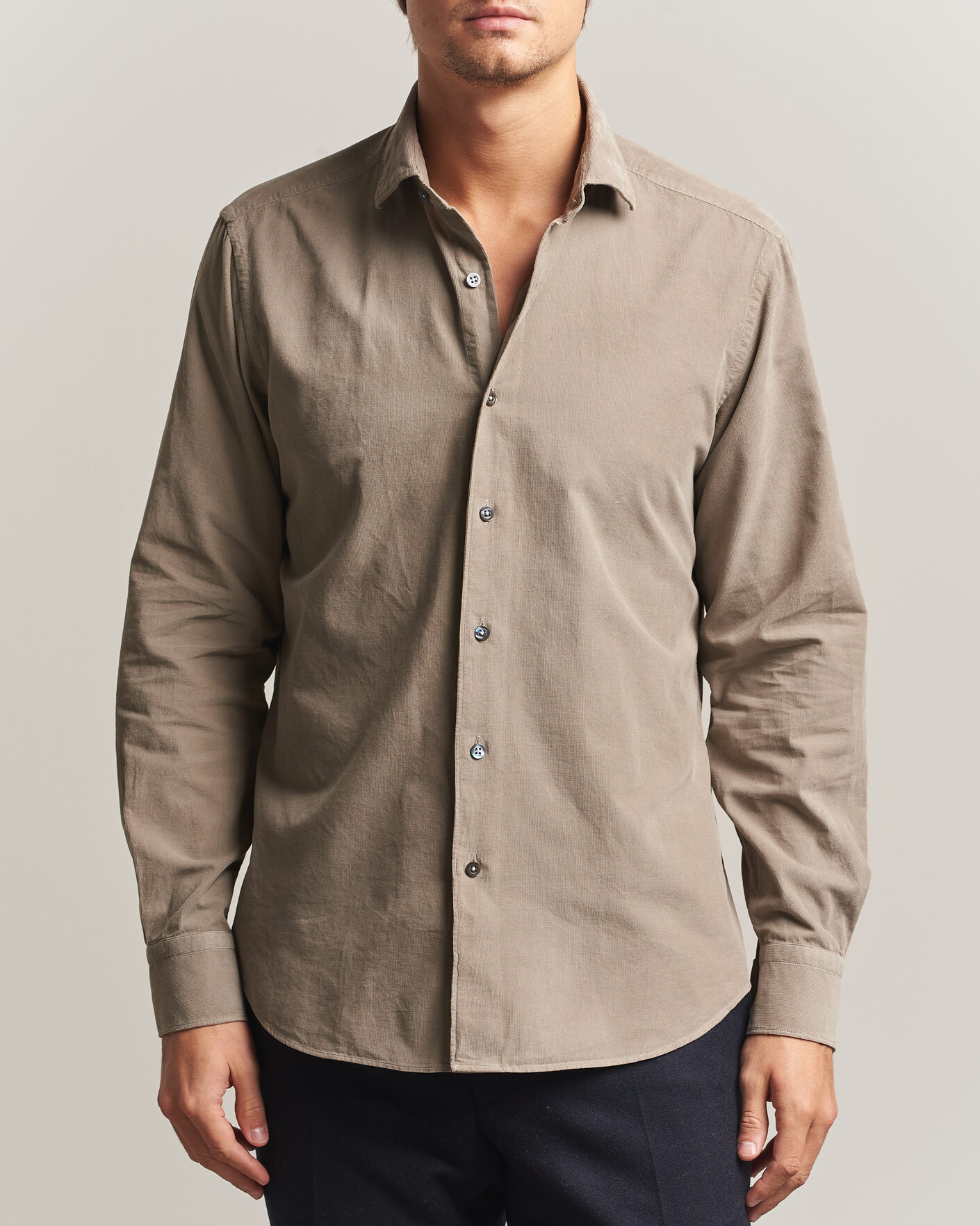 Mies | Kauluspaidat | Grigio | Corduroy Shirt Beige