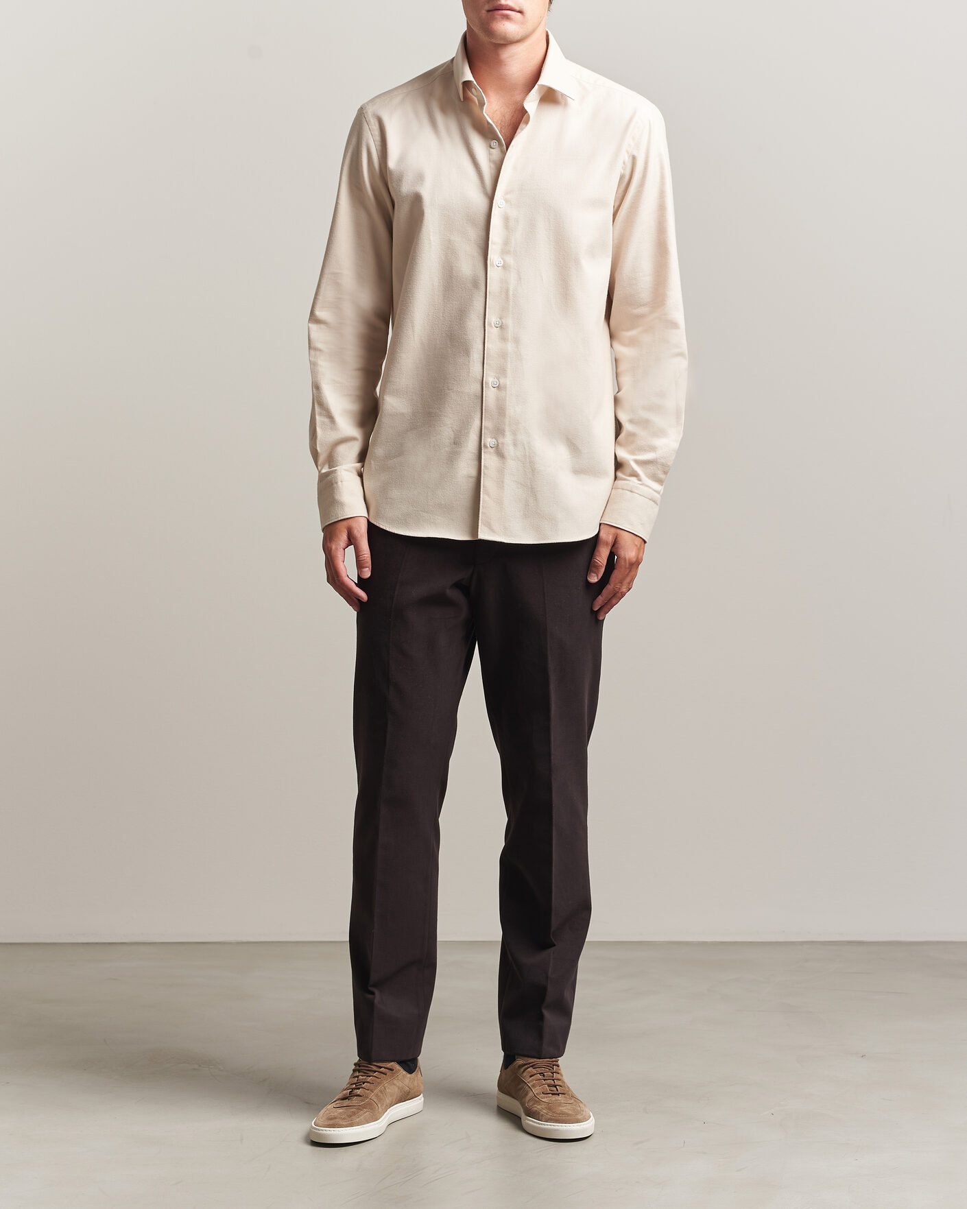 Mies | Kauluspaidat | Grigio | Washed Flannel Shirt Off White