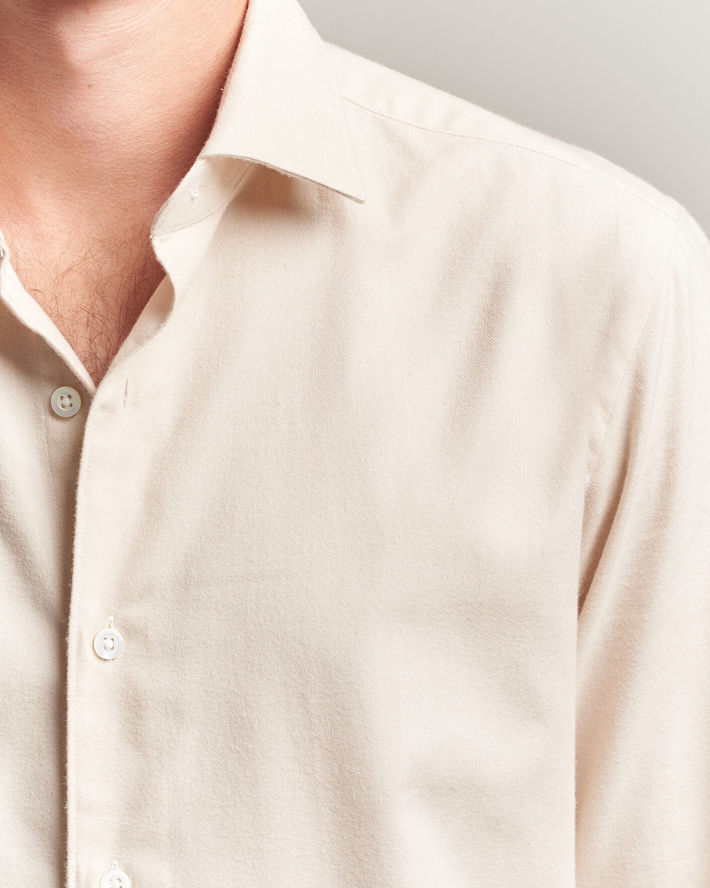 Mies | Kauluspaidat | Grigio | Washed Flannel Shirt Off White