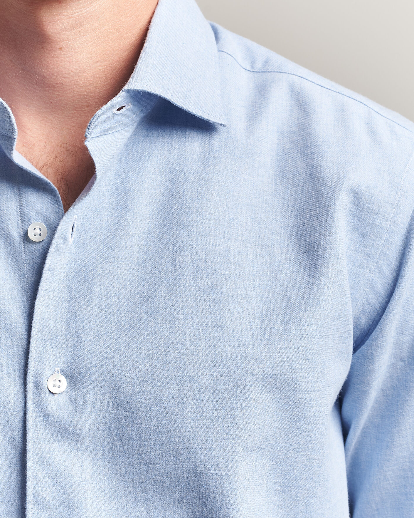 Mies | Kauluspaidat | Grigio | Washed Flannel Shirt Light Blue
