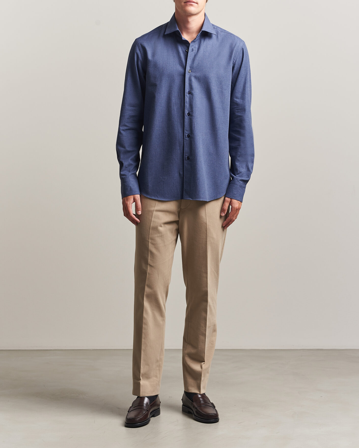 Mies | Kauluspaidat | Grigio | Washed Flannel Shirt Navy