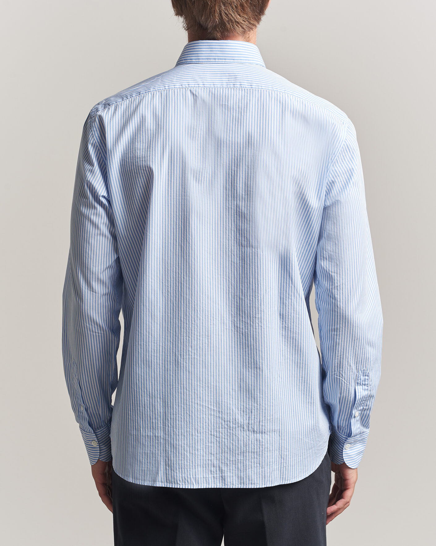 Mies | Kauluspaidat | Grigio | Popeline Button Down Shirt Light Blue Stripe