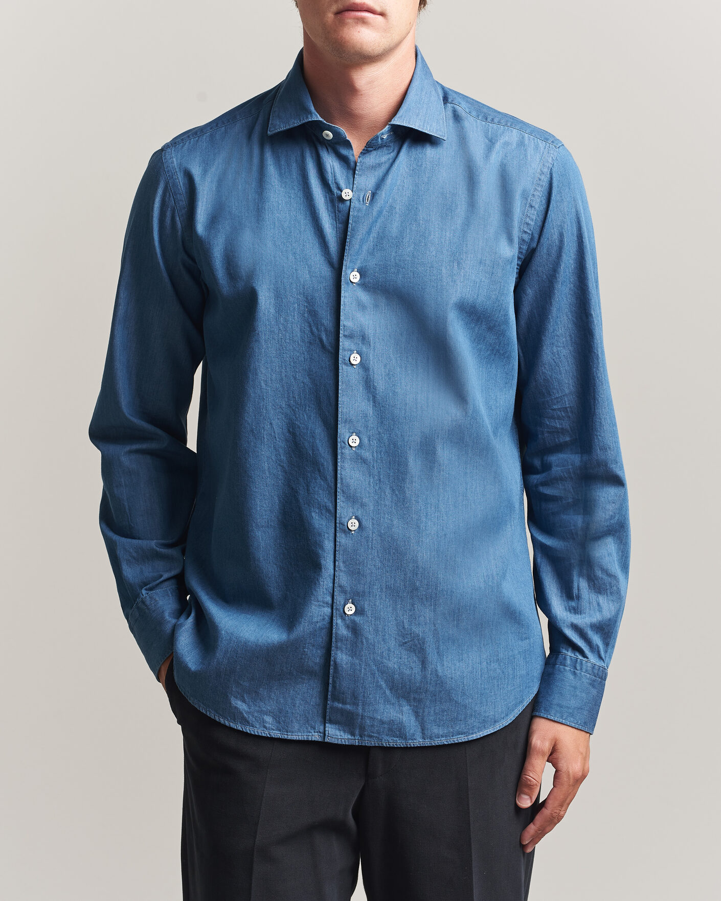 Mies | Kauluspaidat | Grigio | Denim Shirt Light Blue
