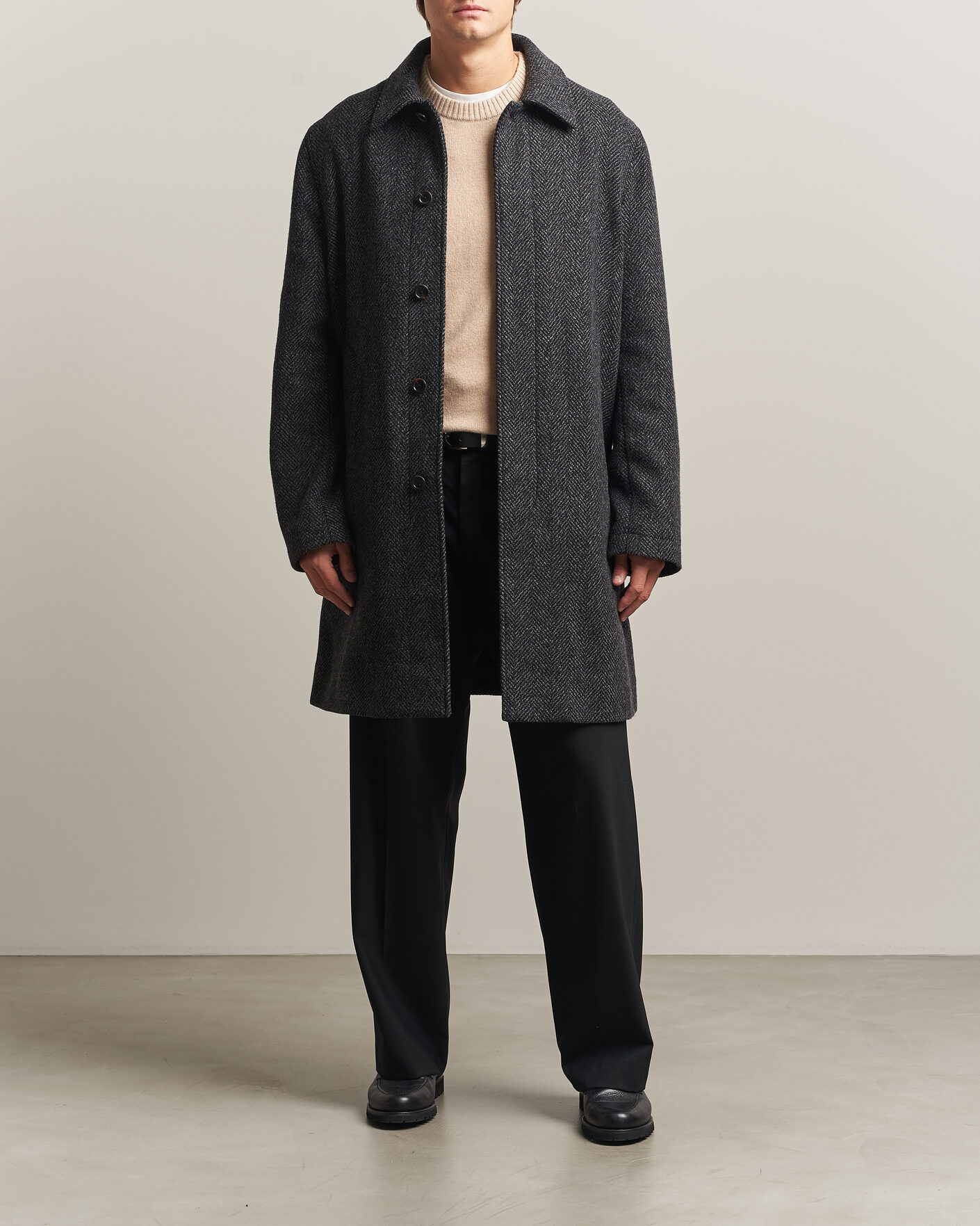 Mies | Takit | PS Paul Smith | Wool Herringbone Coat Black