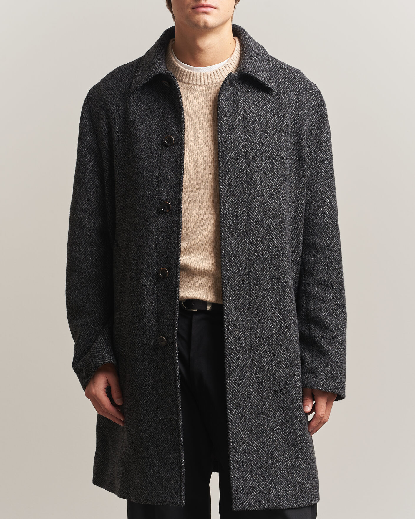 Mies | Takit | PS Paul Smith | Wool Herringbone Coat Black