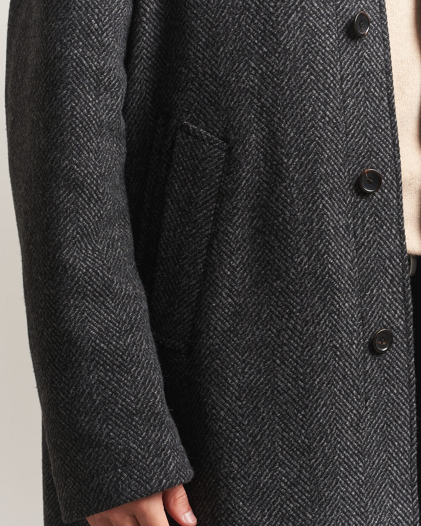 Mies | Takit | PS Paul Smith | Wool Herringbone Coat Black