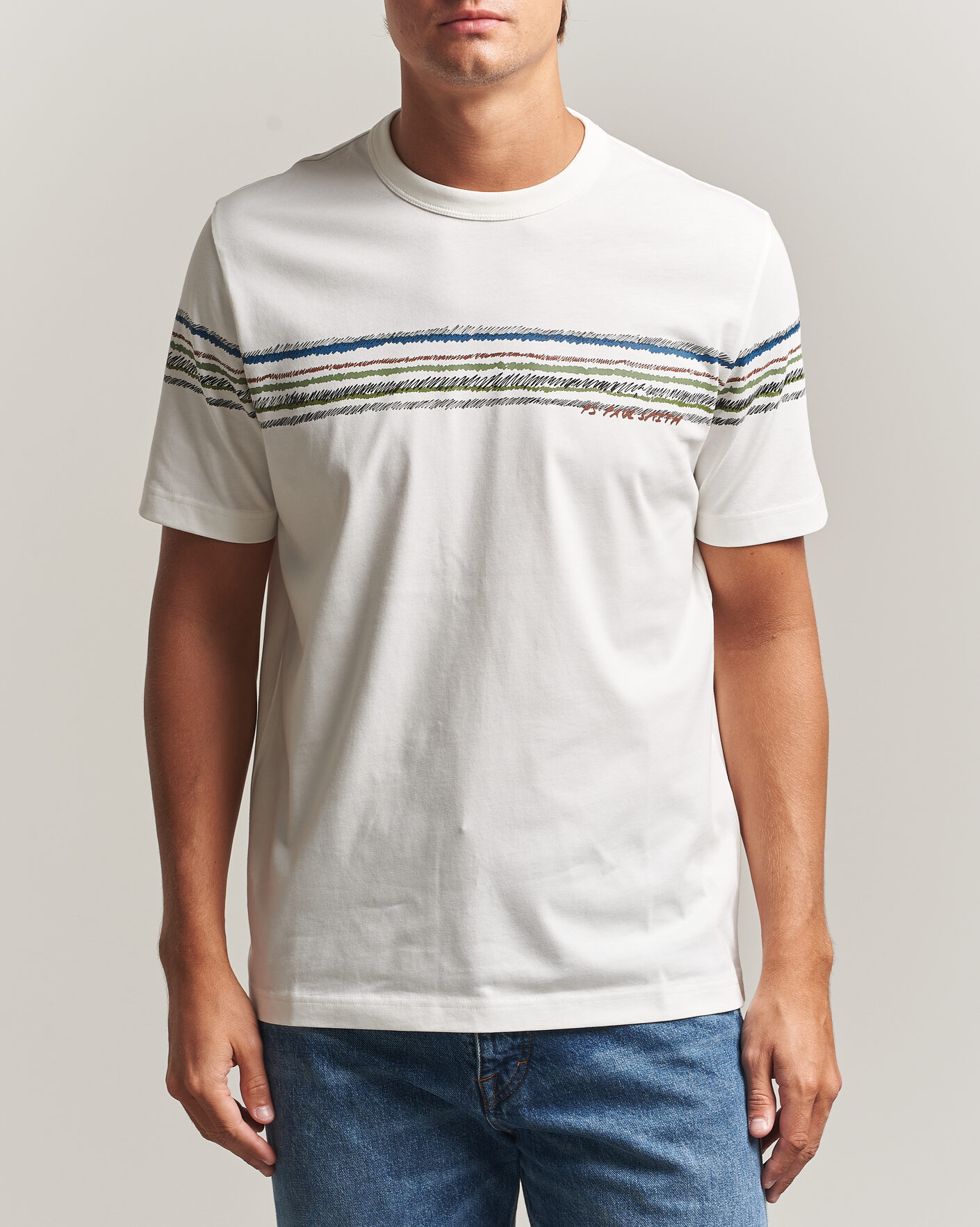 Mies | T-paidat | PS Paul Smith | Stripes Crew Neck T-Shirt White
