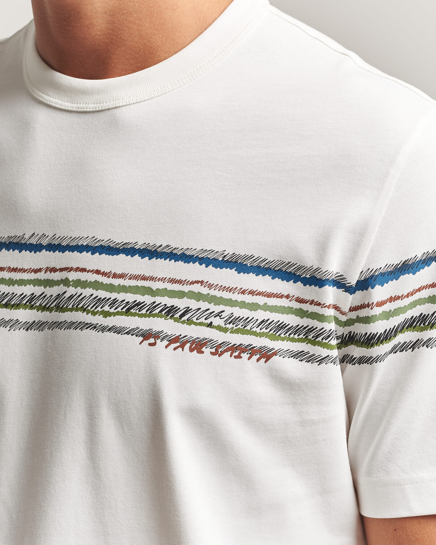 Mies | T-paidat | PS Paul Smith | Stripes Crew Neck T-Shirt White
