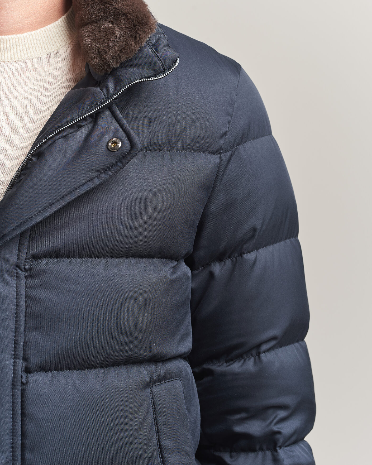 Mies | Takit | Herno | Faux Fur Down Jacket Navy