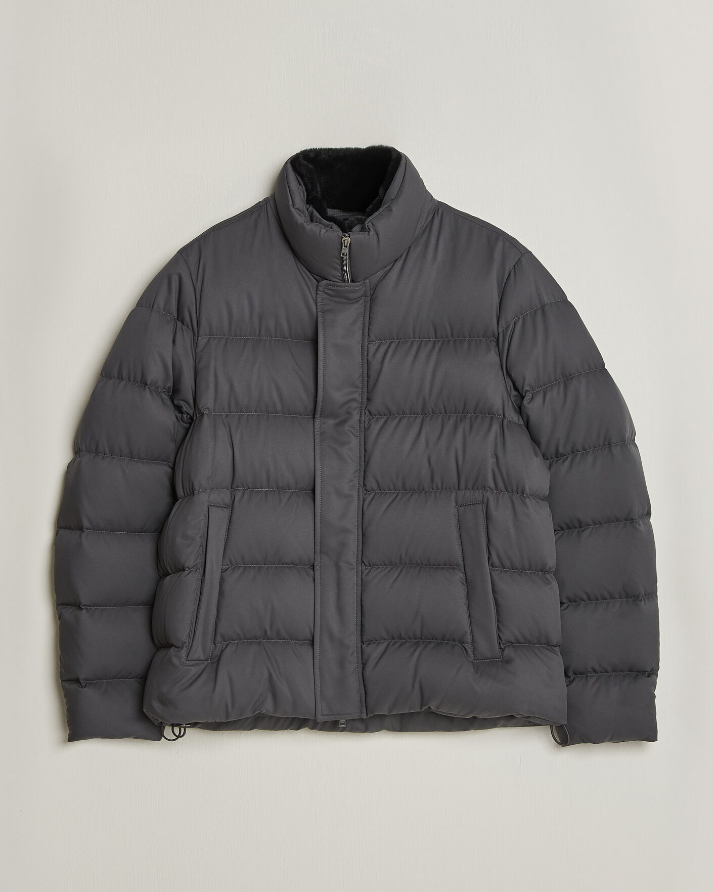 Mies | Takit | Herno | Faux Fur Down Jacket Dark Grey