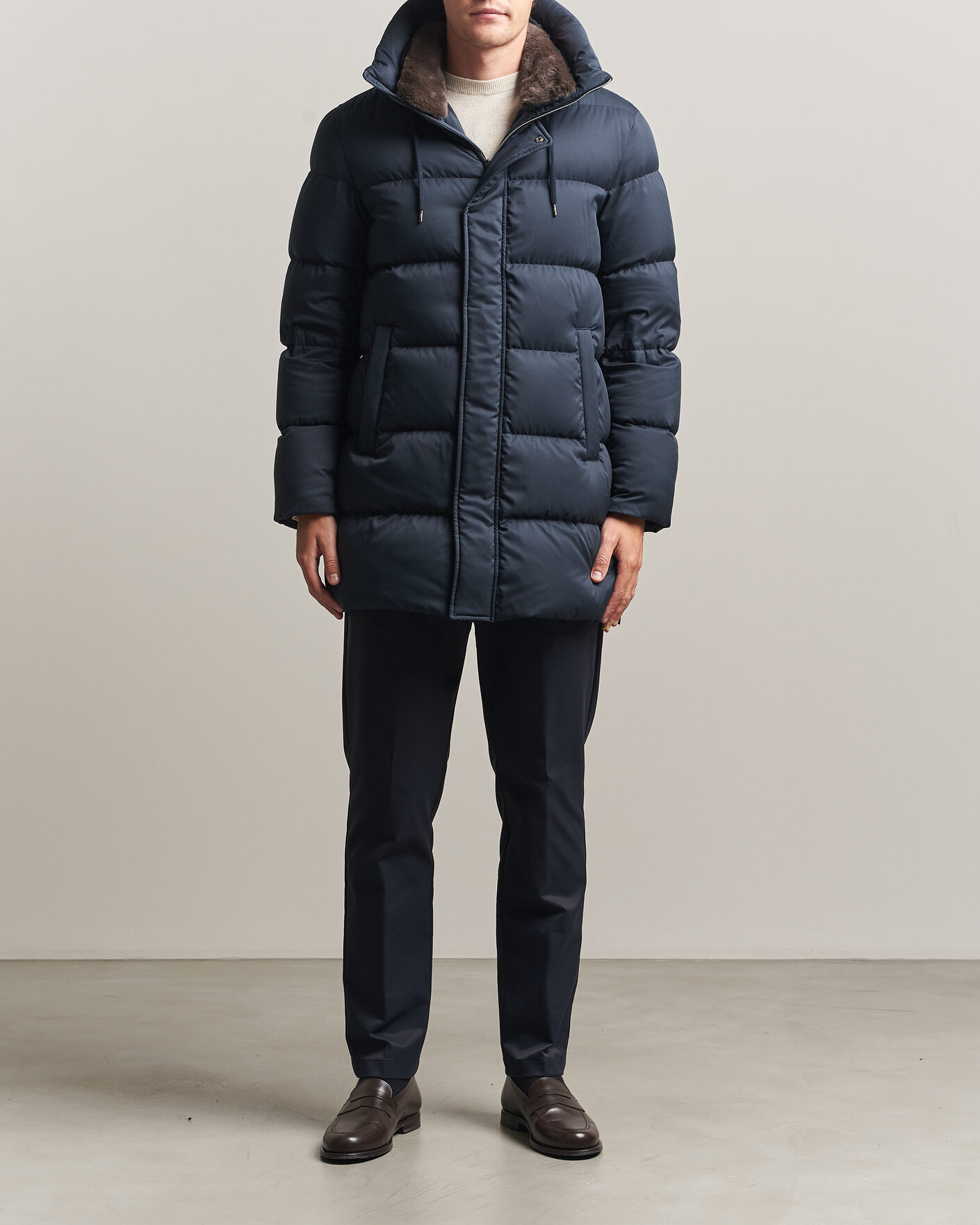 Mies | Takit | Herno | Faux Fur Down Parka Navy