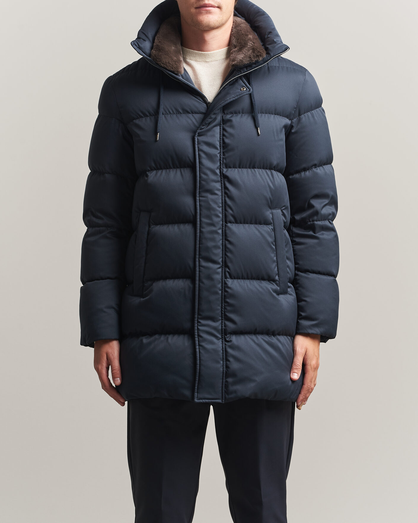 Mies | Takit | Herno | Faux Fur Down Parka Navy