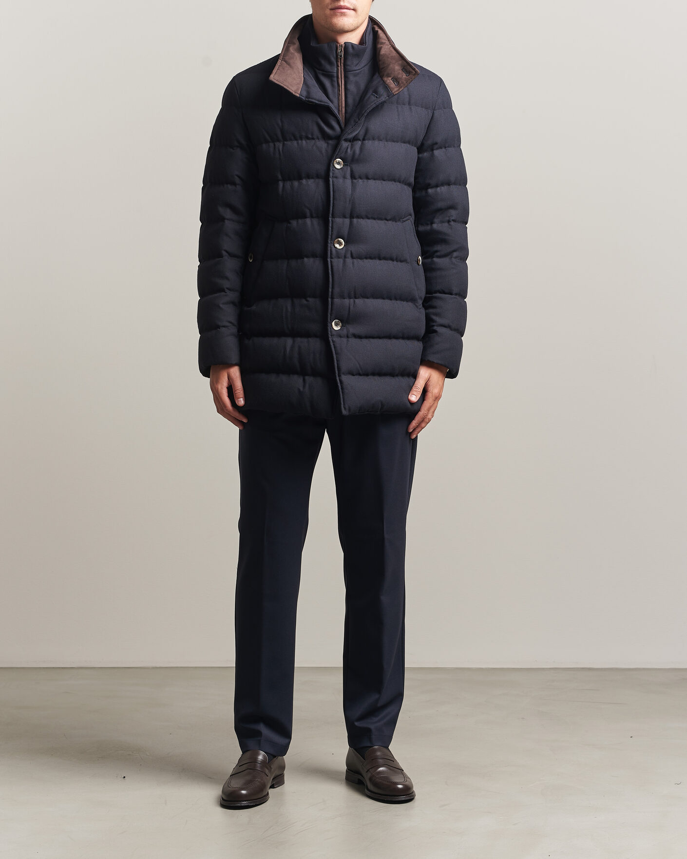 Mies | Takit | Herno | Flannel Down Coat Navy