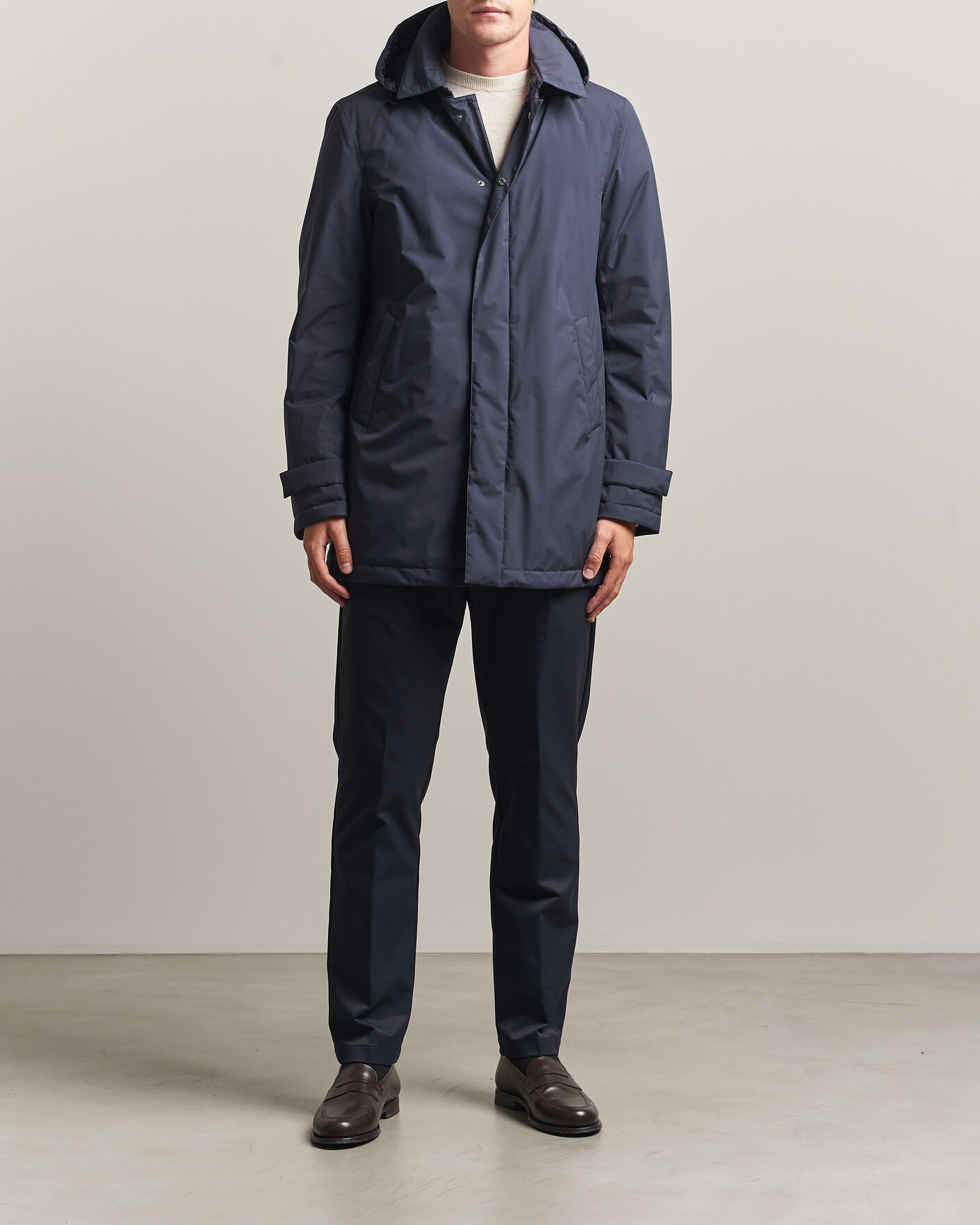 Mies | Takit | Herno | Waterproof Nylon Coat Navy