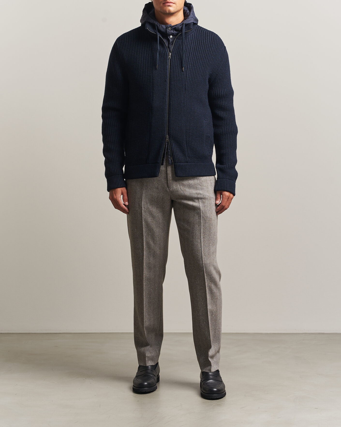 Mies | Puserot | Herno | Full Zip Knit Cardigan Navy