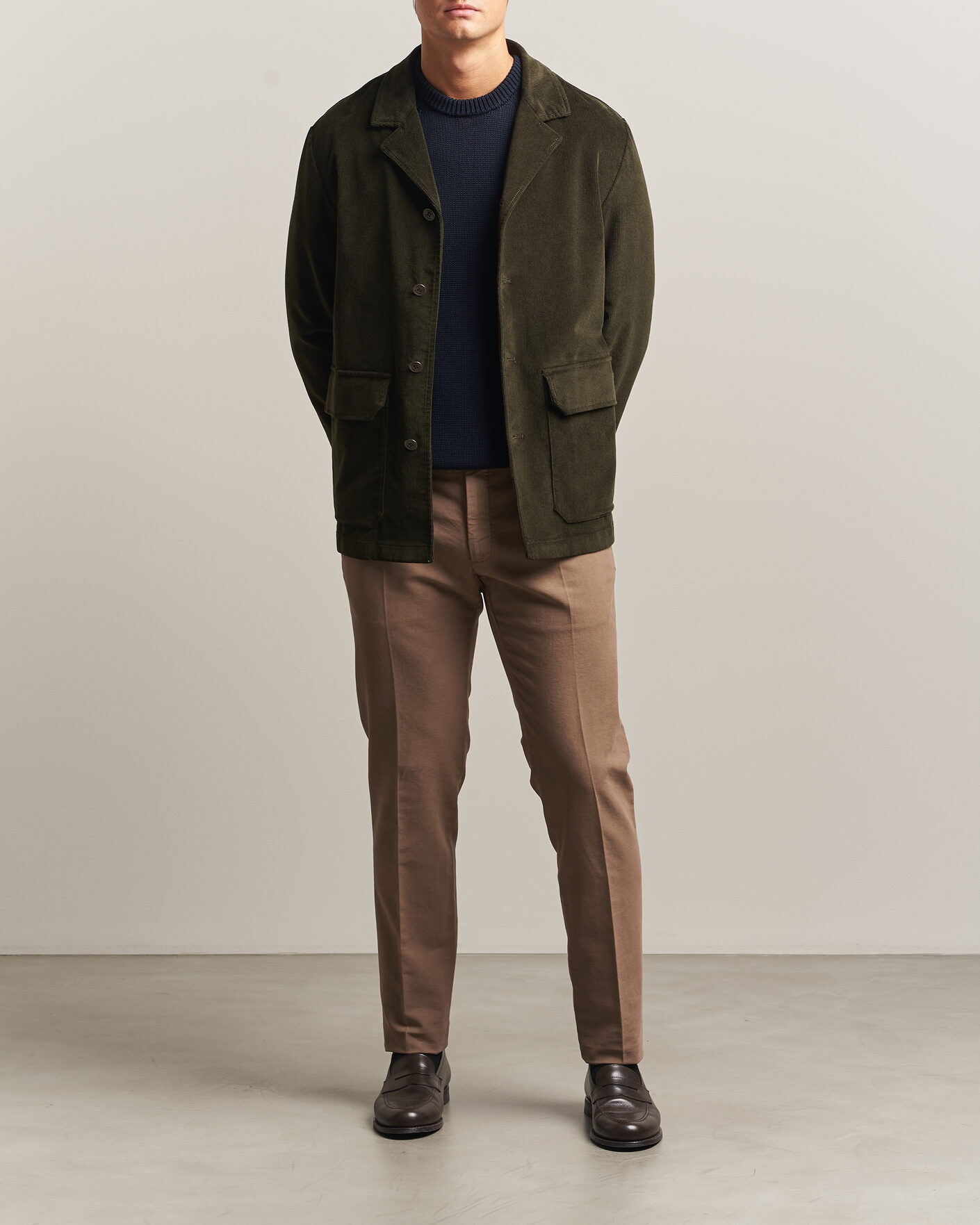 Mies | Housut | Incotex | Slim Fit Soft Cotton Stretch Chinos Taupe