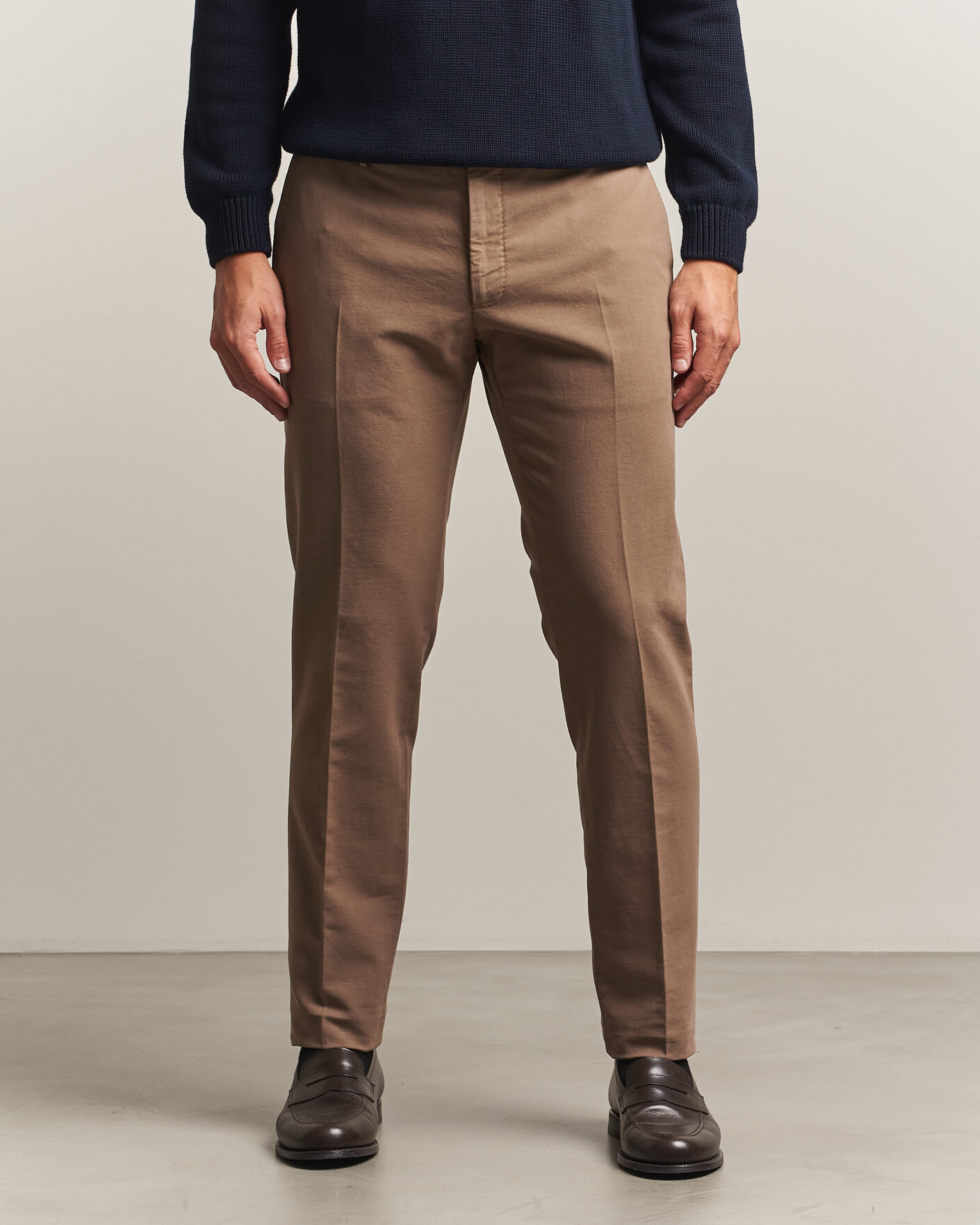 Mies | Housut | Incotex | Slim Fit Soft Cotton Stretch Chinos Taupe