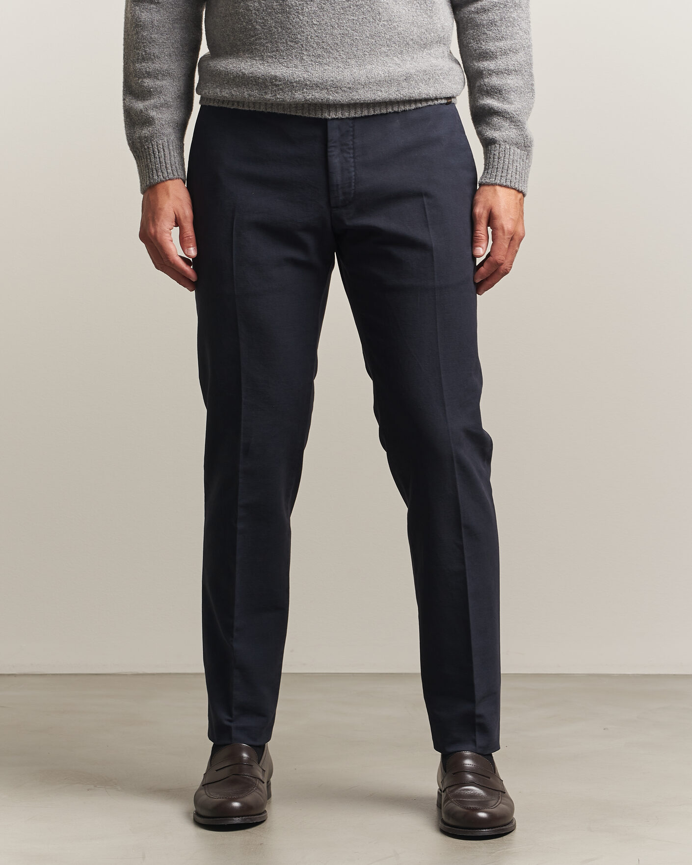 Mies | Housut | Incotex | Slim Fit Soft Cotton Stretch Chinos Navy