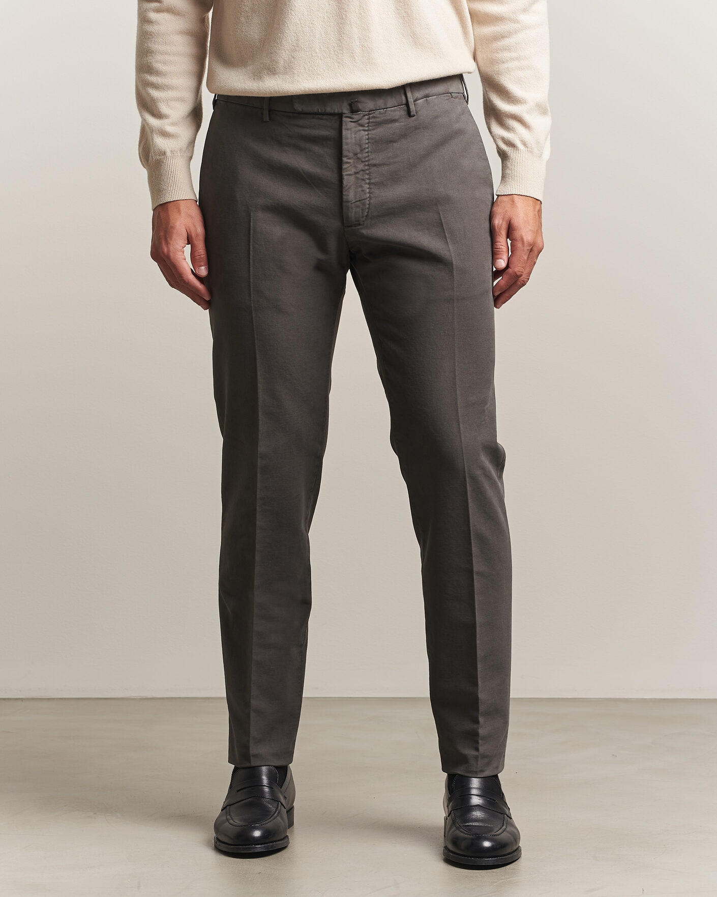 Mies | Housut | Incotex | Slim Fit Soft Cotton Stretch Chinos Dark Grey