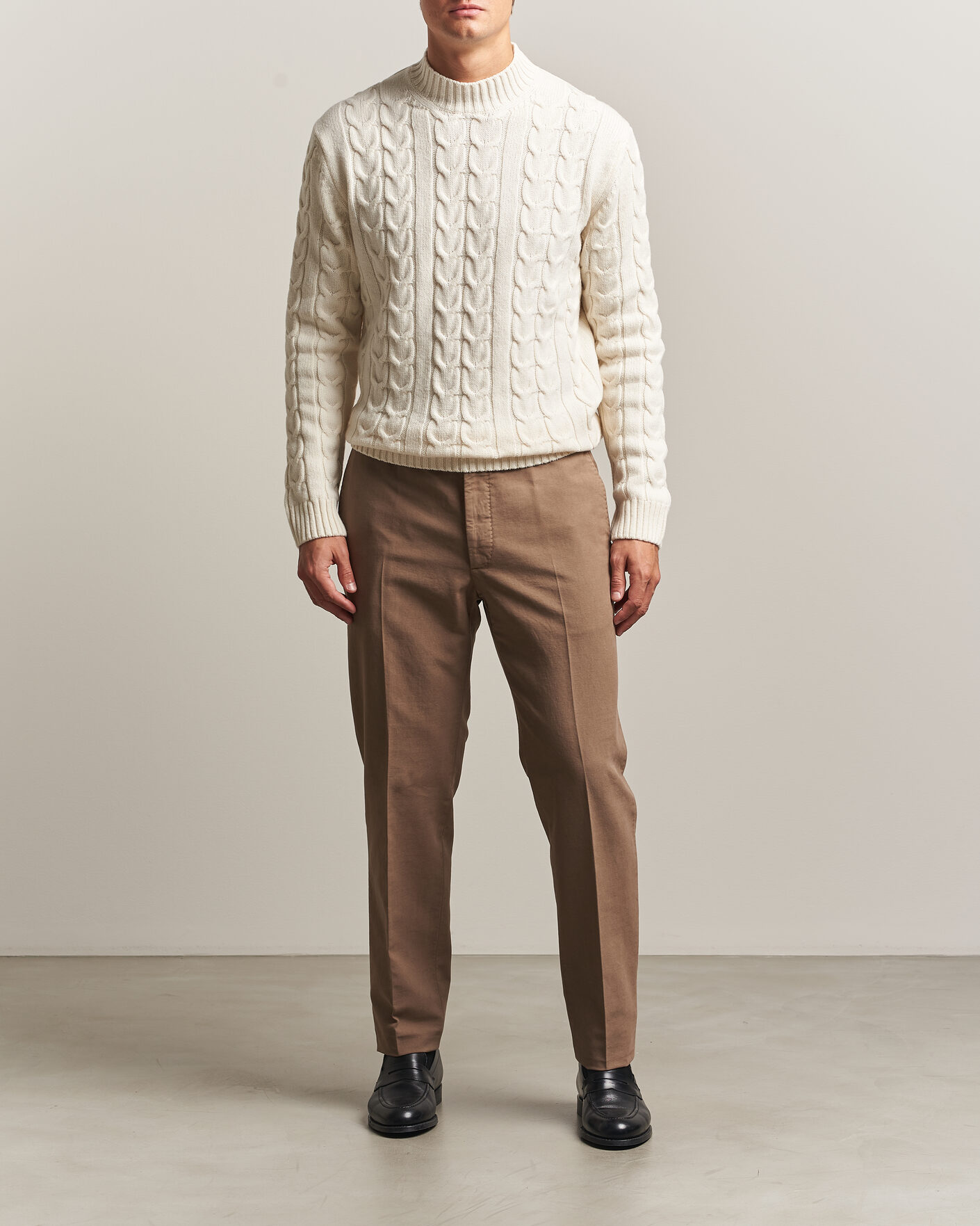 Mies | Housut | Incotex | Regular Fit Soft Cotton Stretch Chinos Taupe