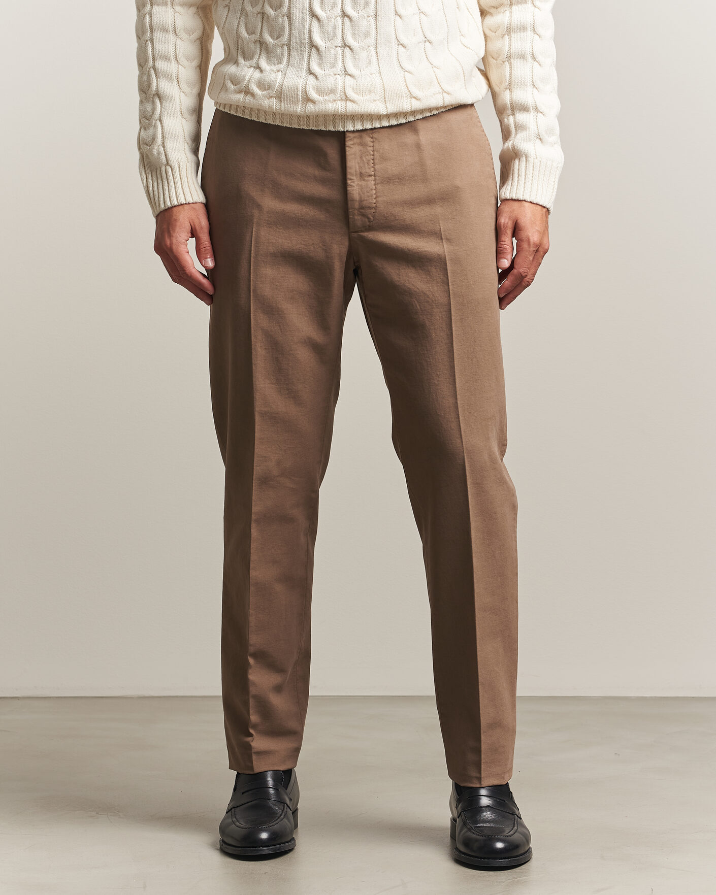 Mies | Housut | Incotex | Regular Fit Soft Cotton Stretch Chinos Taupe