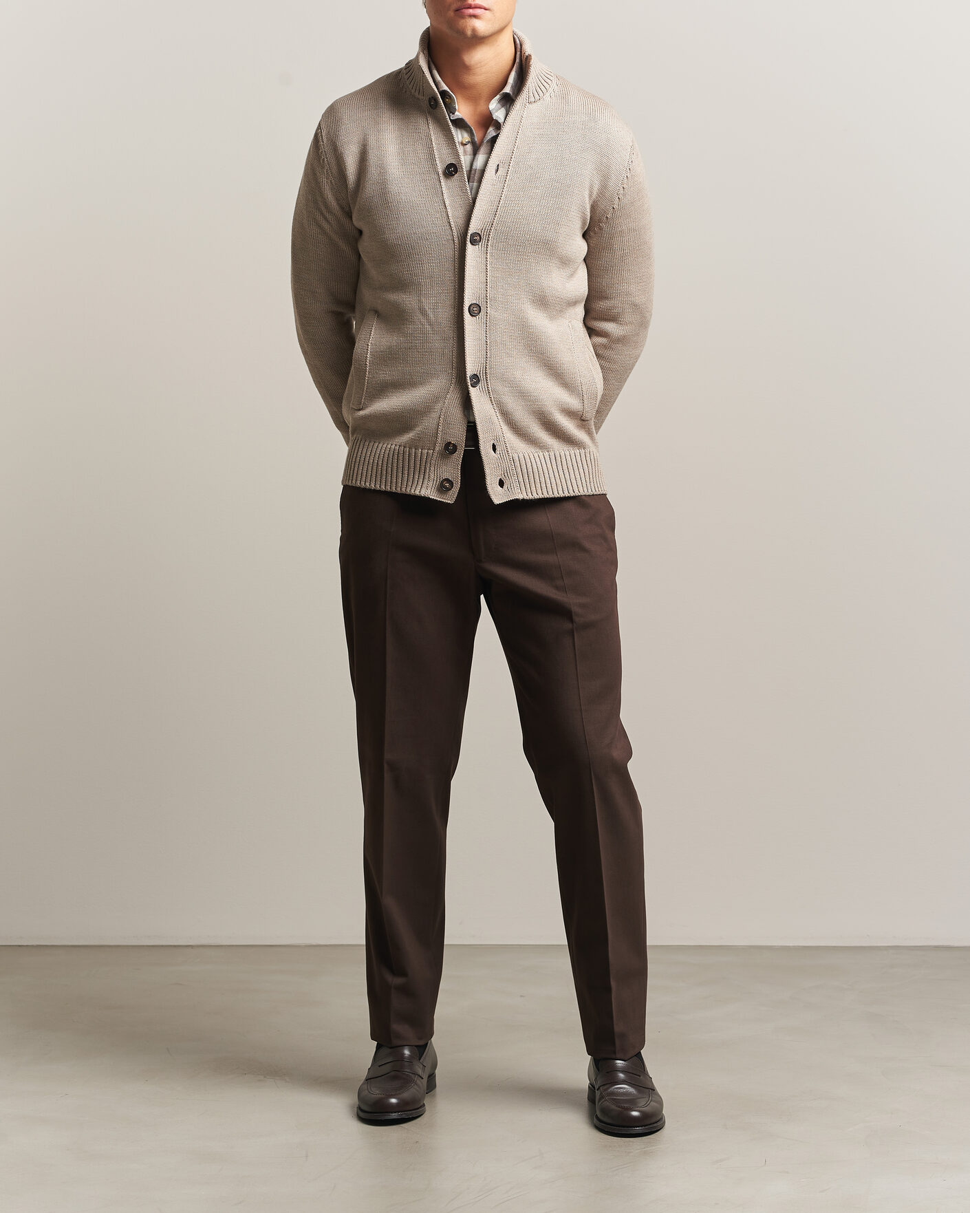 Mies | Housut | Incotex | Regular Fit Cotton/Cashmere Trousers Military