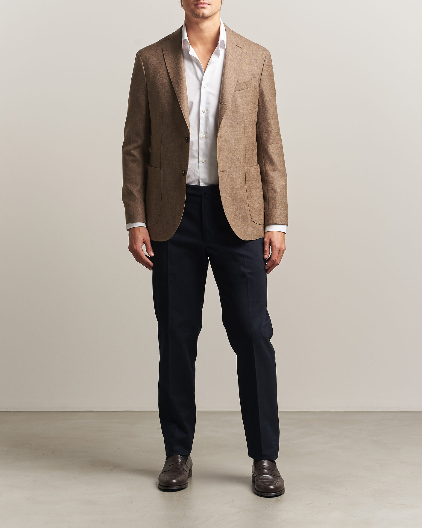 Mies | Housut | Incotex | Regular Fit Cotton/Cashmere Trousers Navy