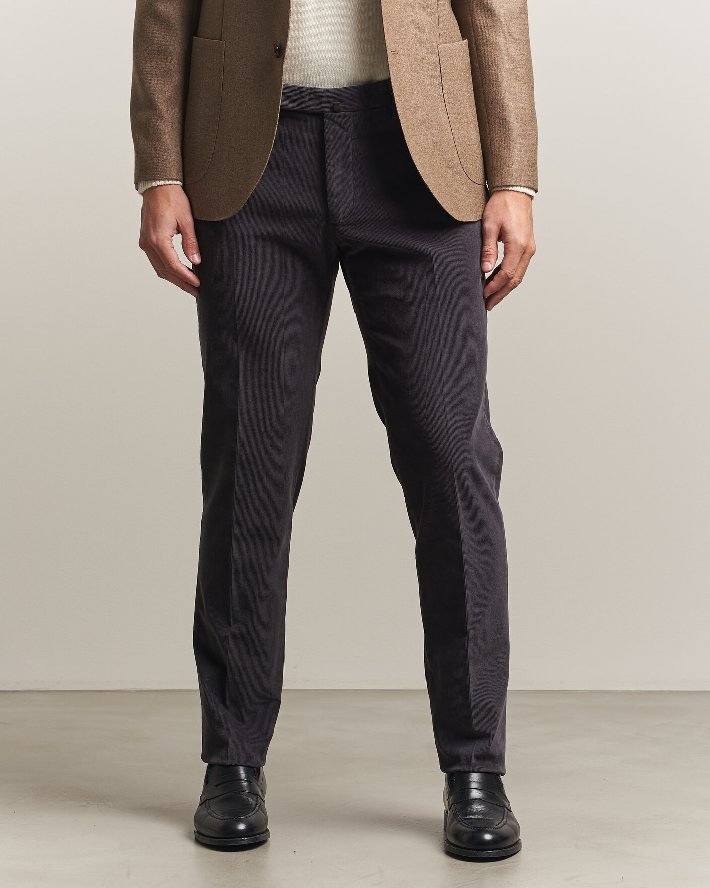 Mies | Housut | Incotex | Slim Fit Baby Corduroy Trousers Dark Grey