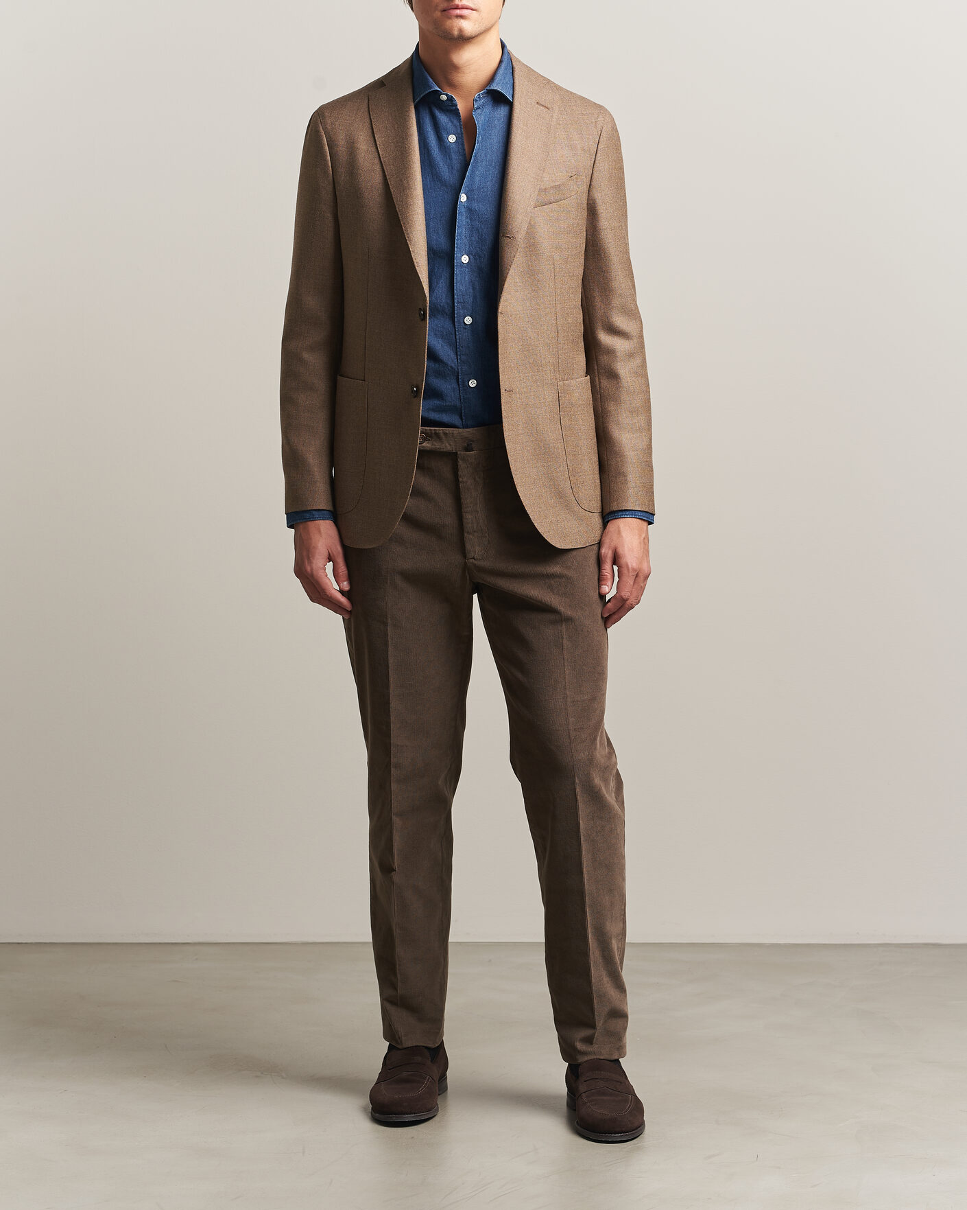 Mies | Housut | Incotex | Regular Fit Baby Corduroy Trousers Taupe